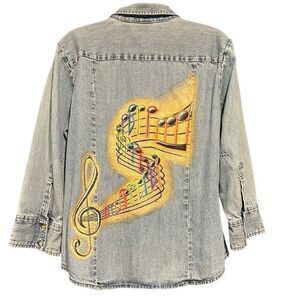 Panic! At the Disco Custom Painted Denim Button Shirt Women’s Large